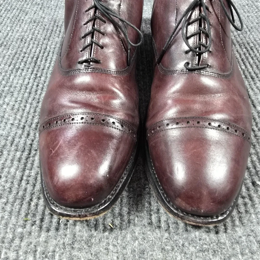 Allen Edmonds Byron Shoes Mens Size 11 D Burgundy‎ Cap Toe Dress Oxford Made USA